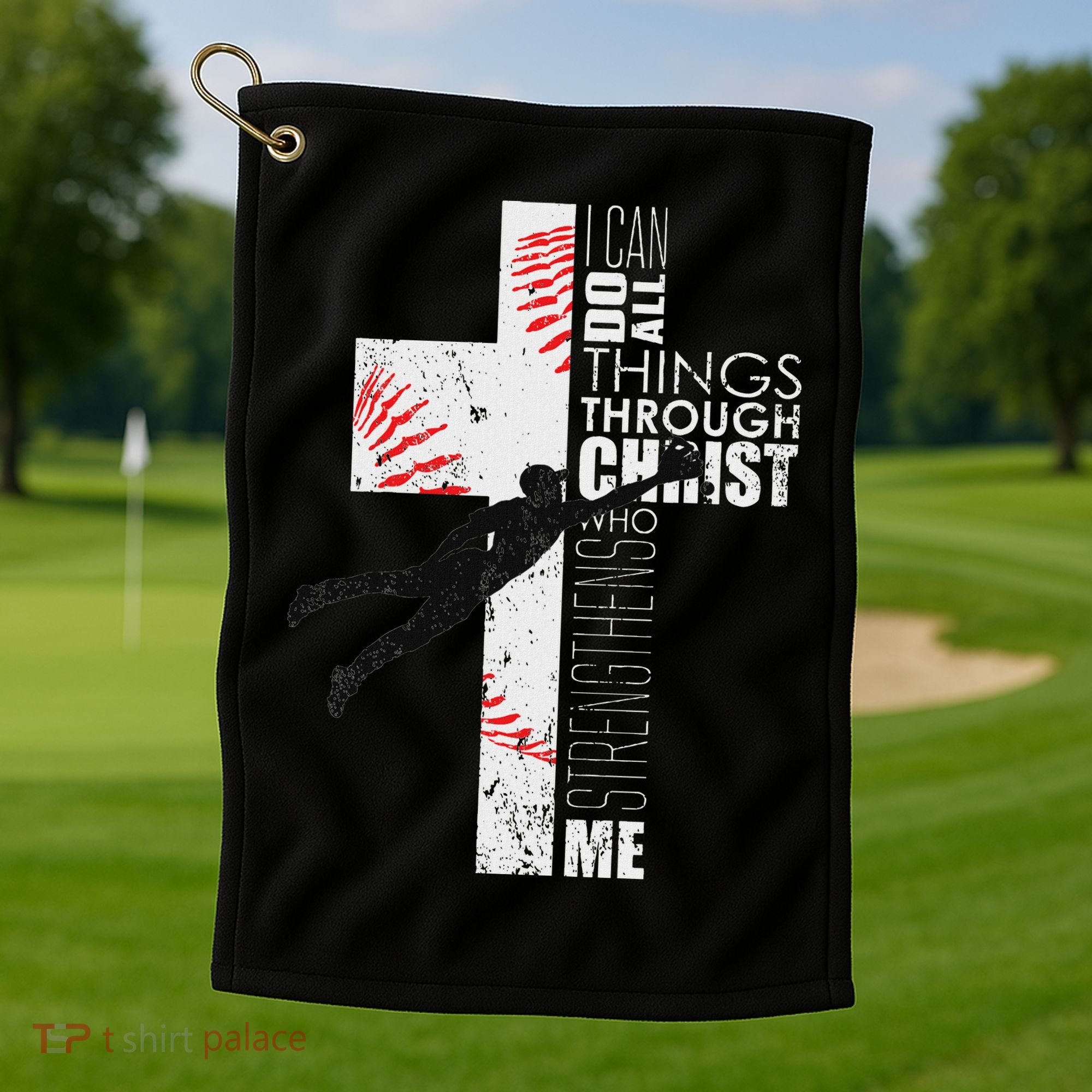 Christian Baseball Religious Cross Graphic Golf Towel