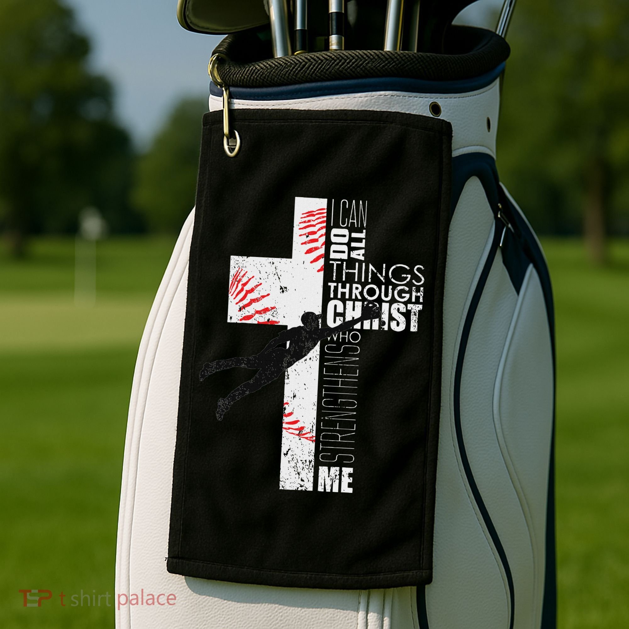Christian Baseball Religious Cross Graphic Golf Towel