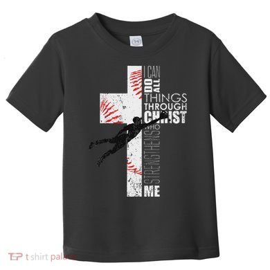 Christian Baseball Religious Cross Graphic Toddler T-Shirt