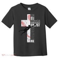 Christian Baseball Religious Cross Graphic Toddler T-Shirt thumb 0
