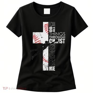 Christian Baseball Religious Cross Graphic Women's T-Shirt