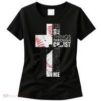 Christian Baseball Religious Cross Graphic Women's T-Shirt thumb 0