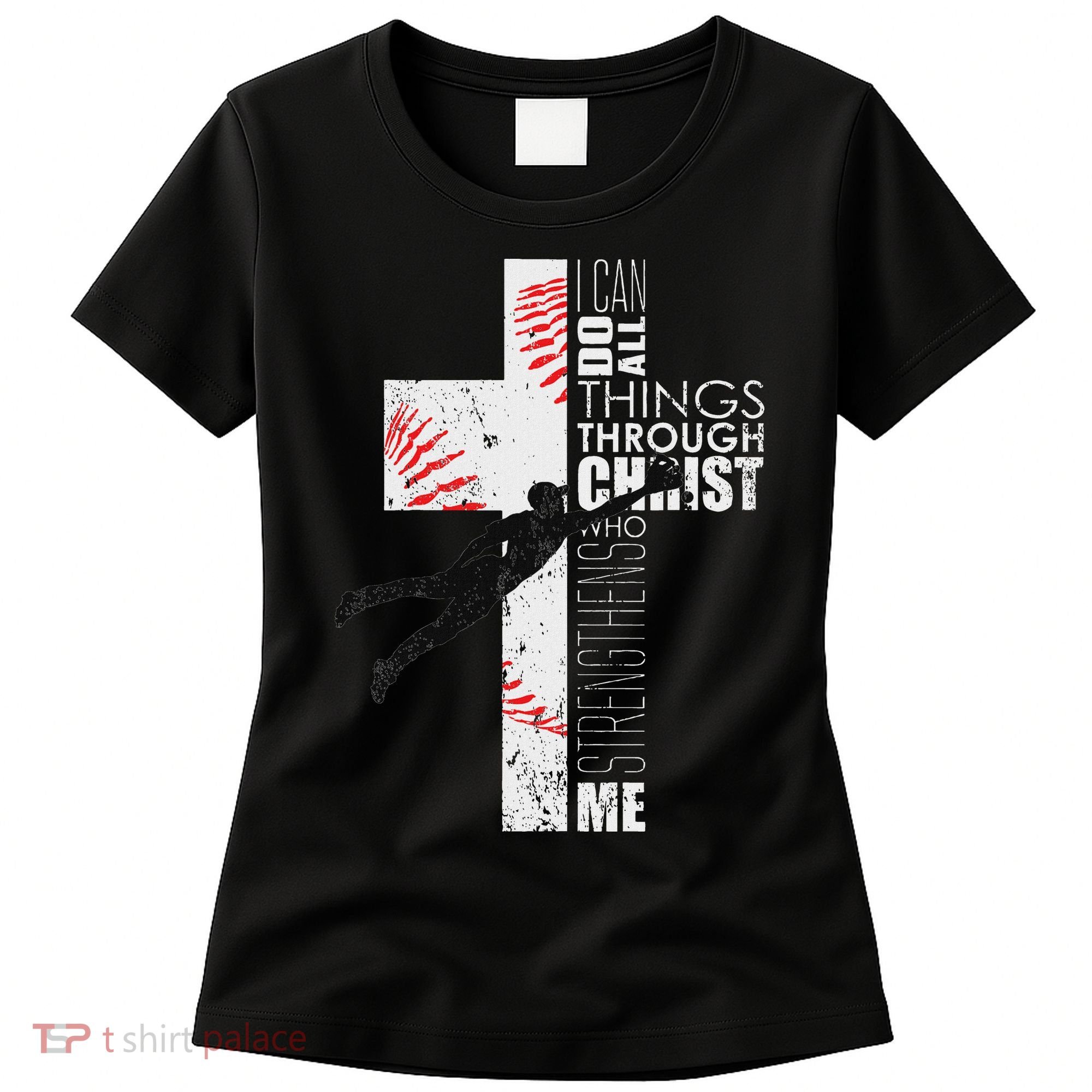 Christian Baseball Religious Cross Graphic Women's T-Shirt