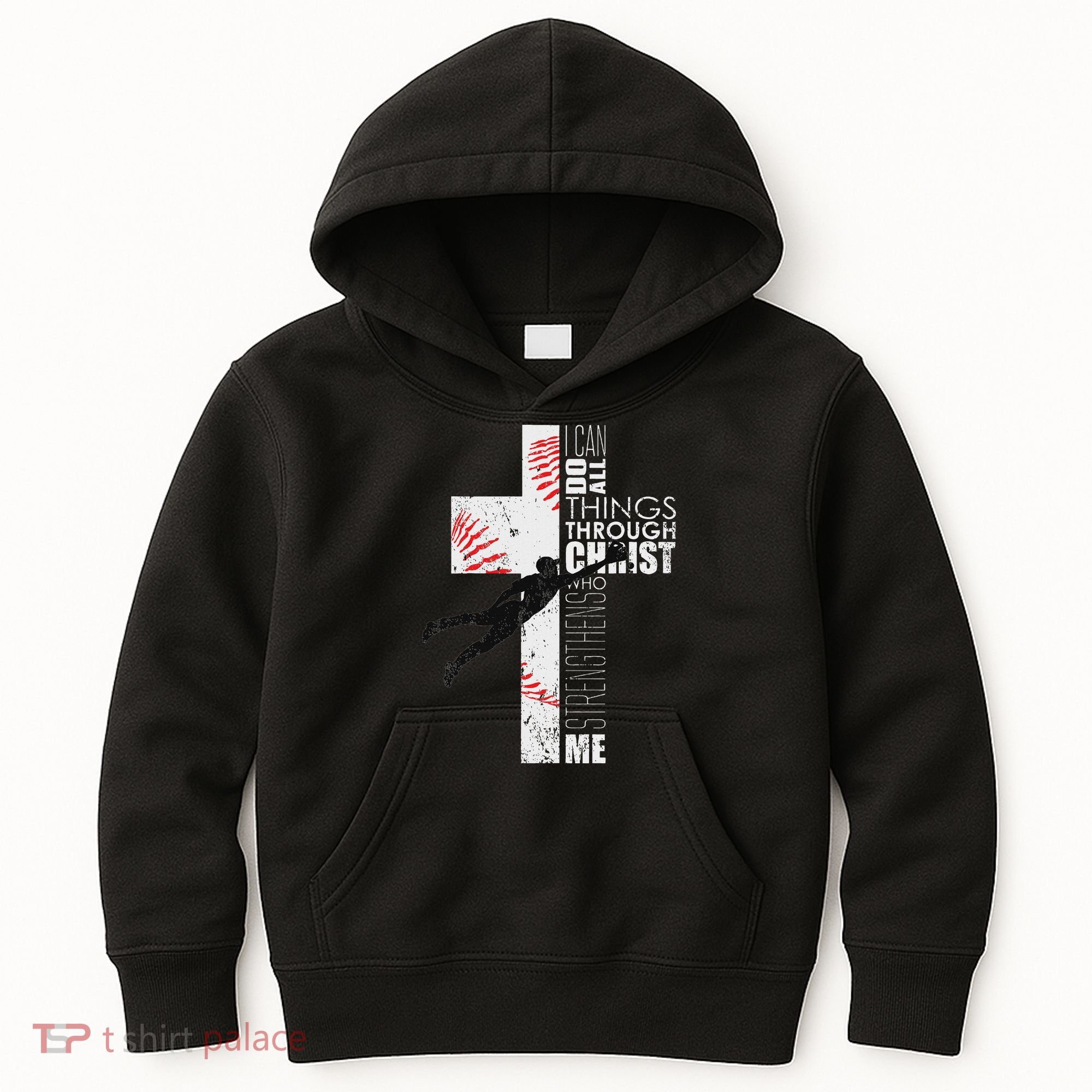 Christian Baseball Religious Cross Graphic Kids Hoodie