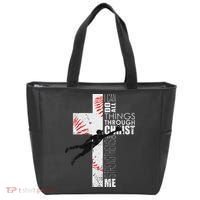 Christian Baseball Religious Cross Graphic Tote Bag thumb 0