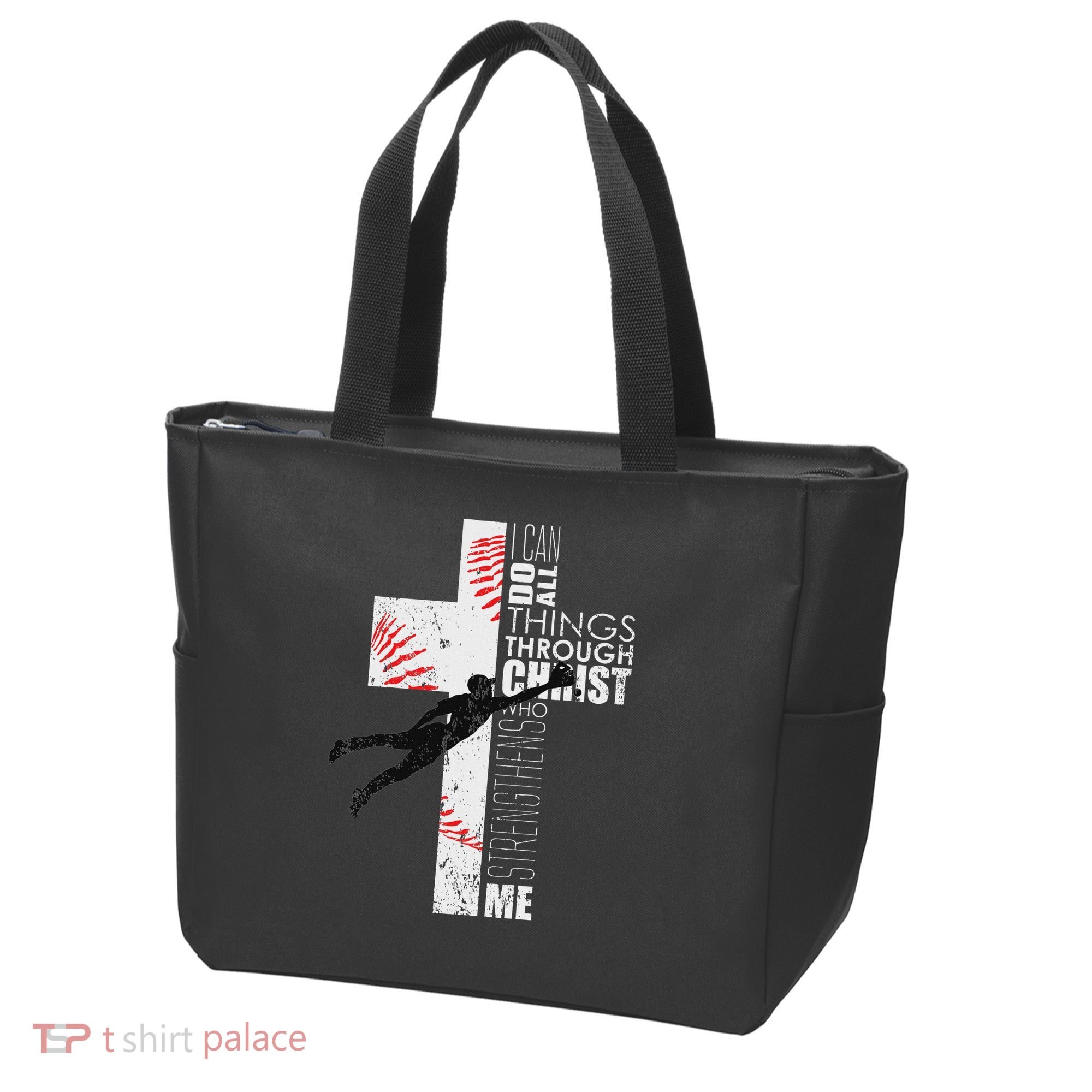 Christian Baseball Religious Cross Graphic Tote Bag