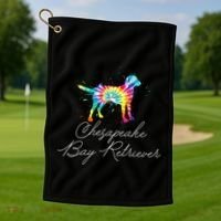 Chesapeake Bay Retriever Tie Dye Rainbow Dog Mom Lover Great Gift Golf Towel thumb 1