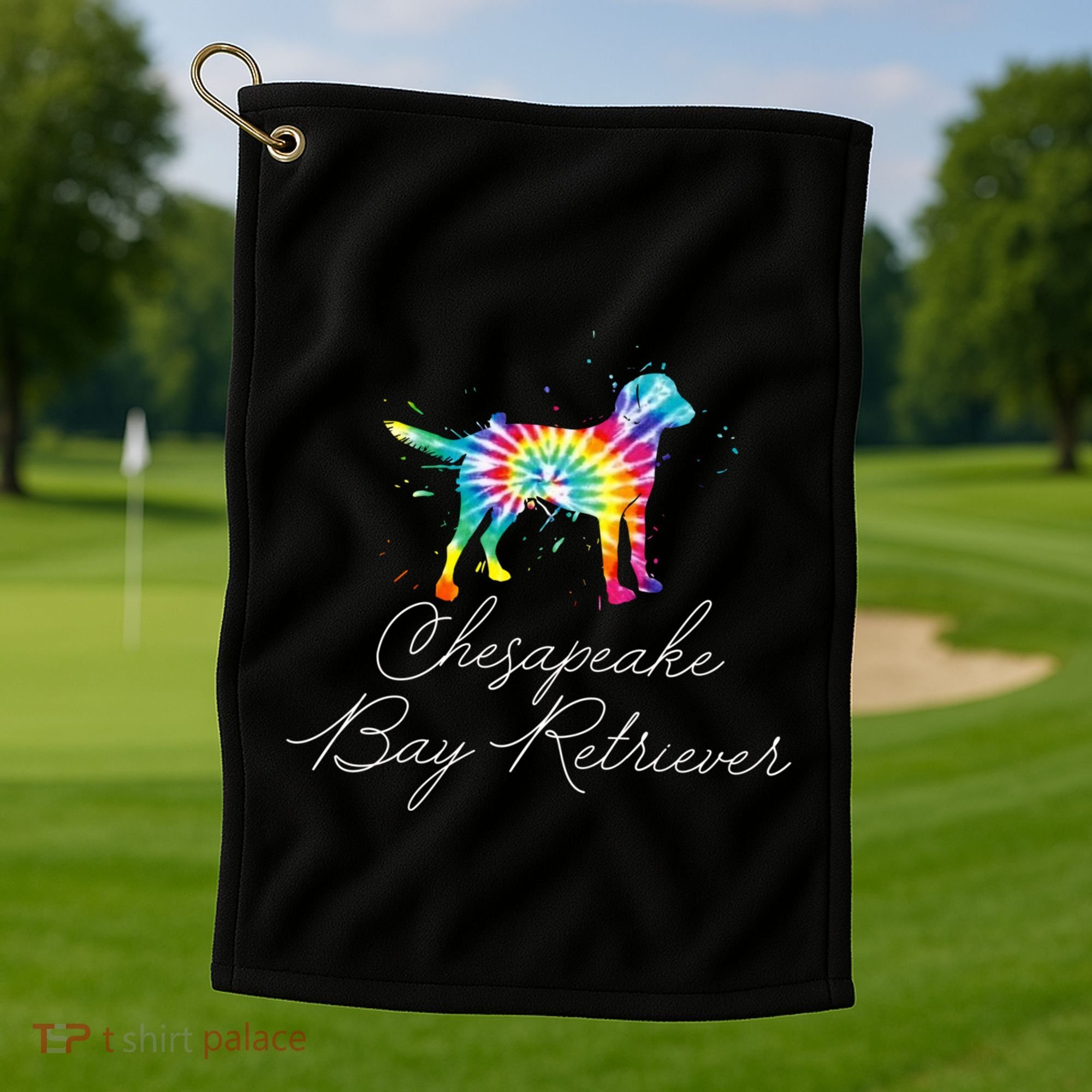 Chesapeake Bay Retriever Tie Dye Rainbow Dog Mom Lover Great Gift Golf Towel