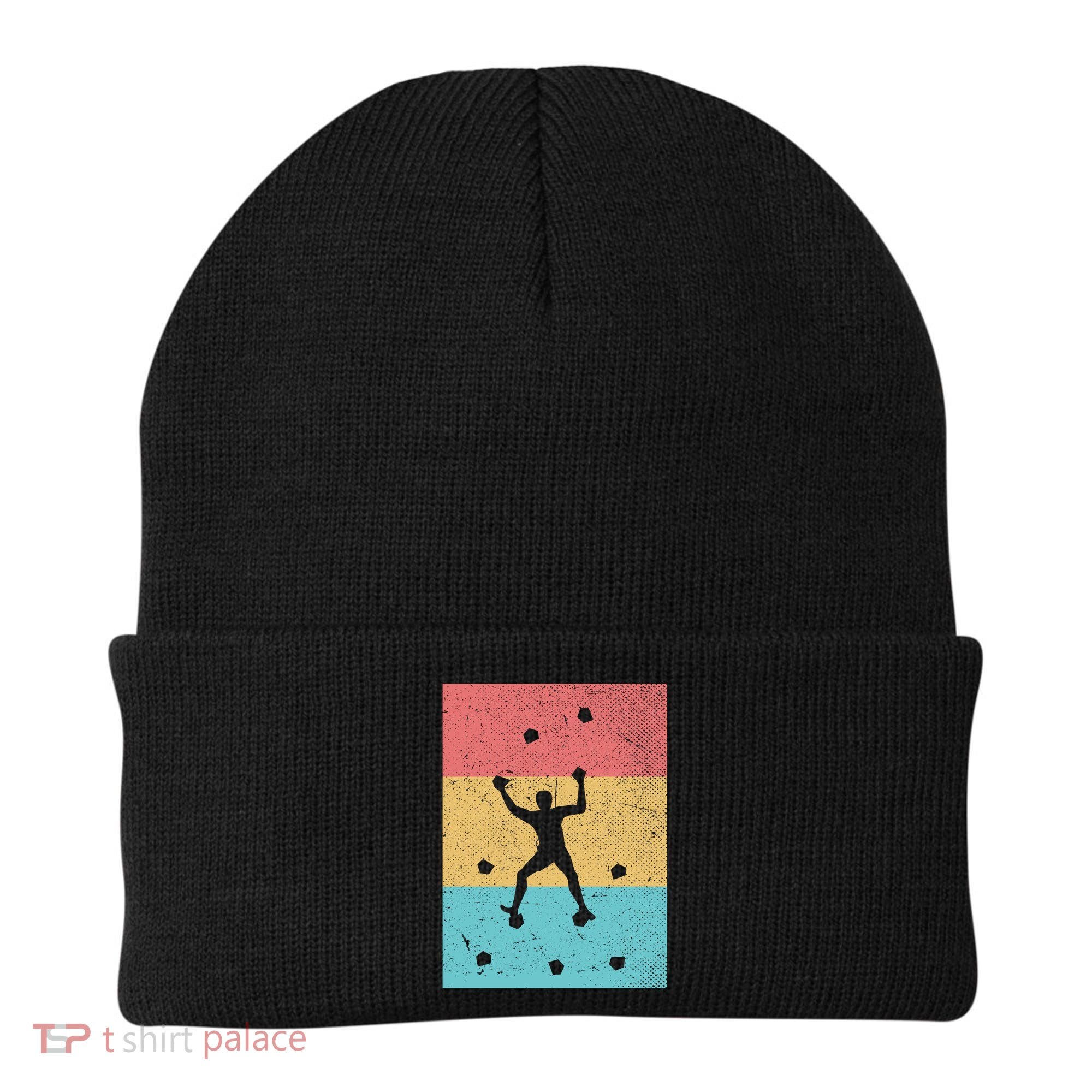 Climb Boulder Retro Wall Climber Sports Hobby Climbing Gift Beanie