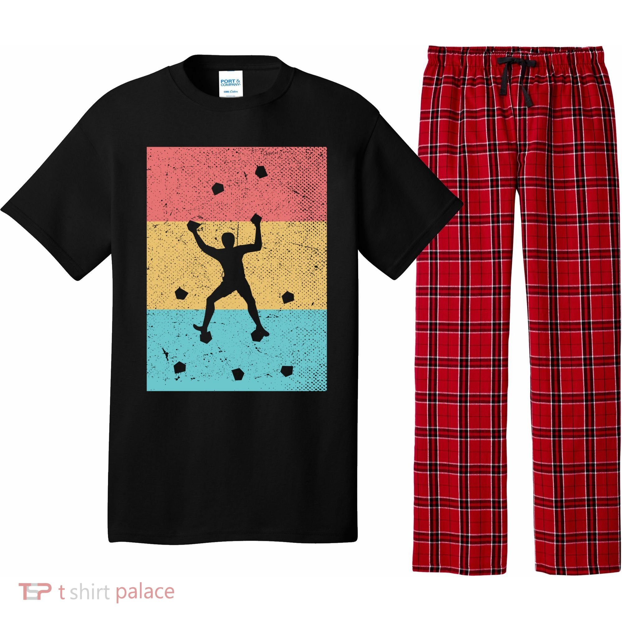 Climb Boulder Retro Wall Climber Sports Hobby Climbing Gift Pajama Set