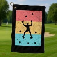 Climb Boulder Retro Wall Climber Sports Hobby Climbing Gift Golf Towel thumb 1