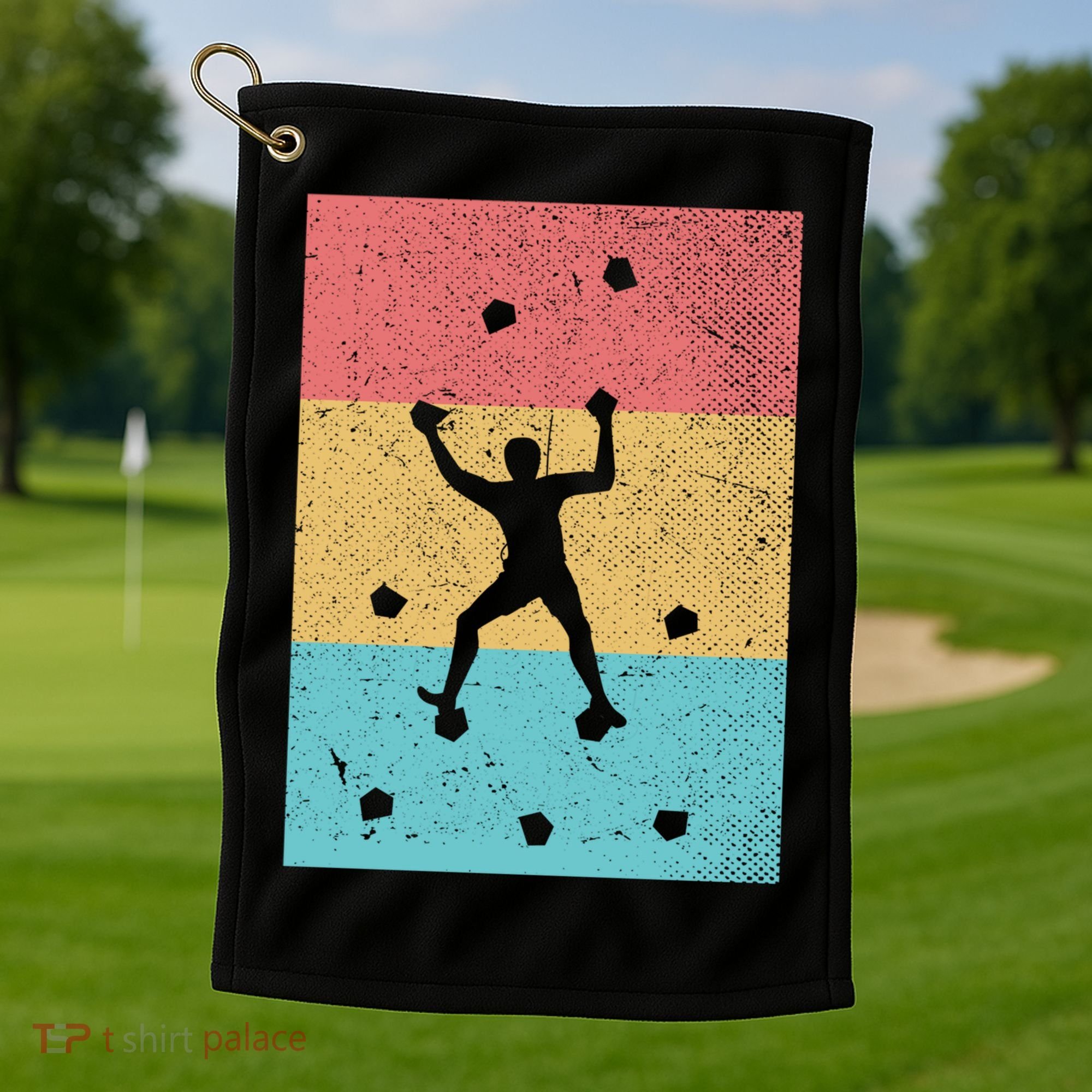 Climb Boulder Retro Wall Climber Sports Hobby Climbing Gift Golf Towel