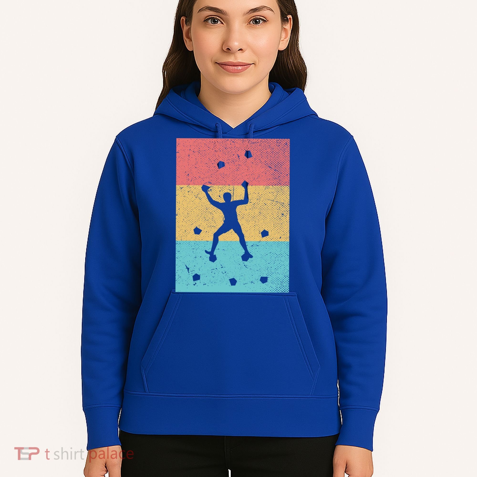 Climb Boulder Retro Wall Climber Sports Hobby Climbing Gift Hoodie
