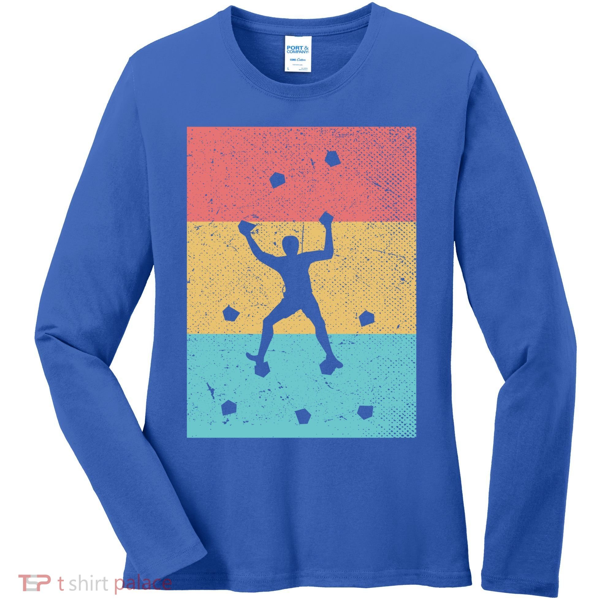 Climb Boulder Retro Wall Climber Sports Hobby Climbing Gift Women's Long Sleeve Shirt