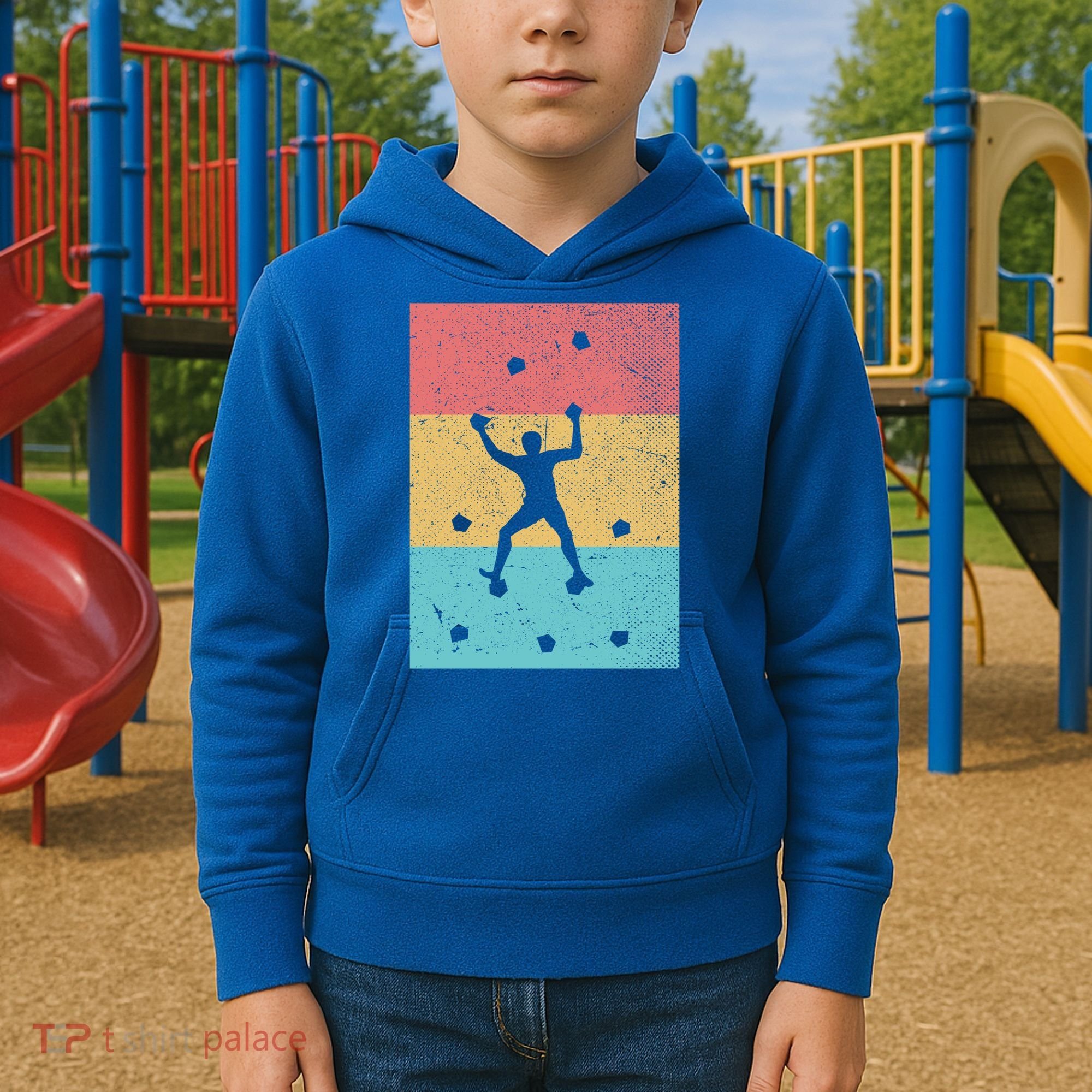 Climb Boulder Retro Wall Climber Sports Hobby Climbing Gift Kids Hoodie