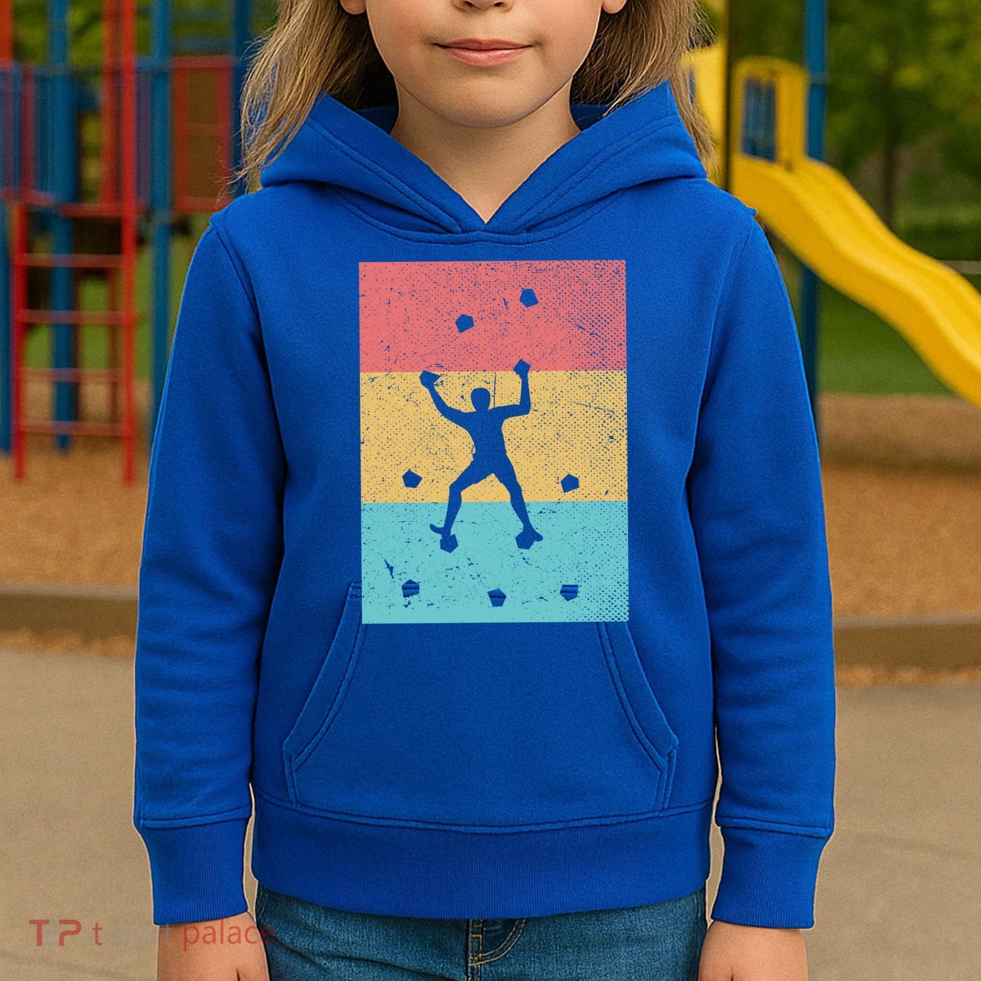 Climb Boulder Retro Wall Climber Sports Hobby Climbing Gift Kids Hoodie