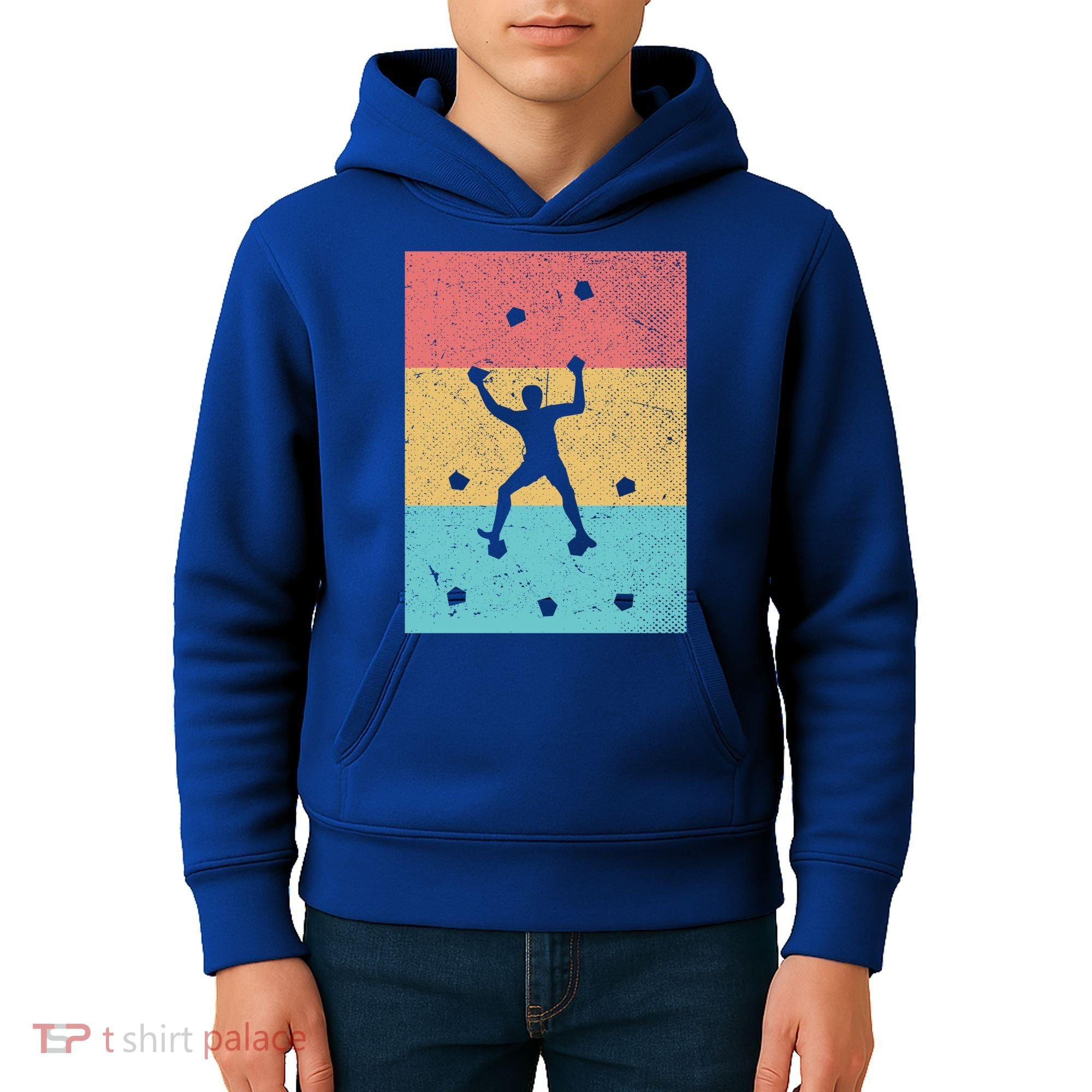 Climb Boulder Retro Wall Climber Sports Hobby Climbing Gift Kids Hoodie