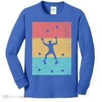Climb Boulder Retro Wall Climber Sports Hobby Climbing Gift Kids Long Sleeve Shirt thumb 0