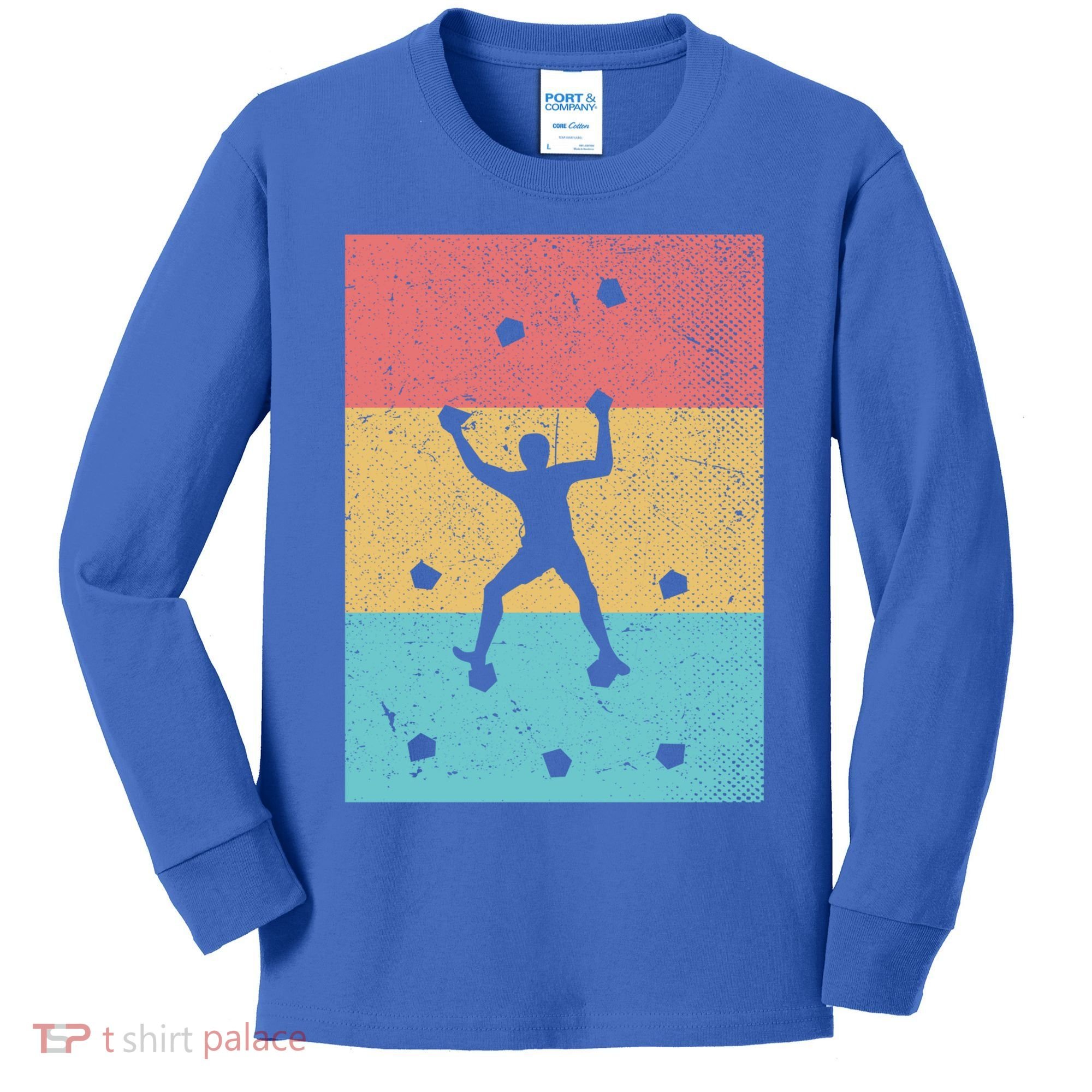 Climb Boulder Retro Wall Climber Sports Hobby Climbing Gift Kids Long Sleeve Shirt