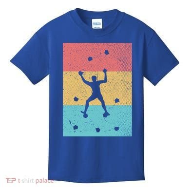Climb Boulder Retro Wall Climber Sports Hobby Climbing Gift Kids T-Shirt