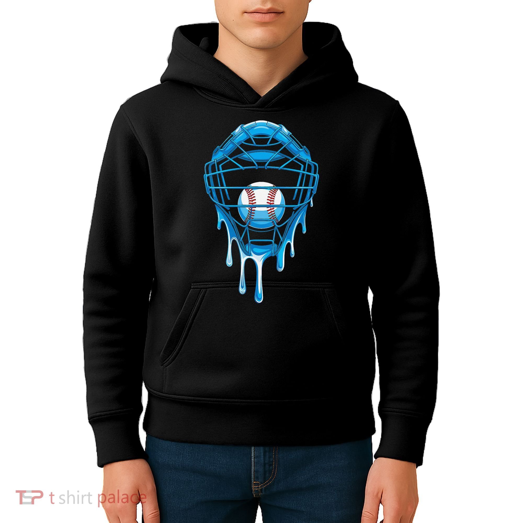 Cool Baseball Respect The Drip Melted Ice Cream Baseball Kids Hoodie