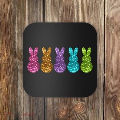 Cute Bunny Rabbits Easter Colorful Coaster