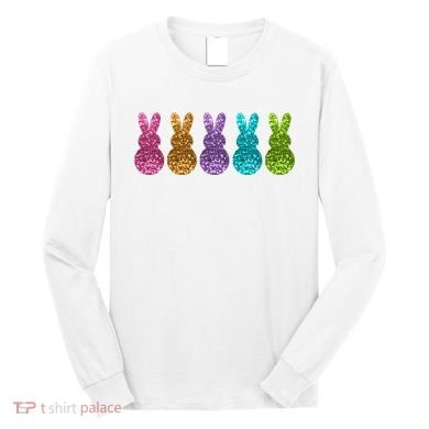 Cute Bunny Rabbits Easter Colorful Long Sleeve Shirt