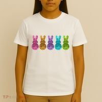 Cute Bunny Rabbits Easter Colorful T-Shirt thumb 4