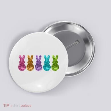Cute Bunny Rabbits Easter Colorful Button