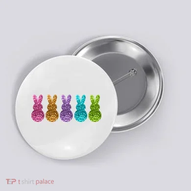 Cute Bunny Rabbits Easter Colorful Button