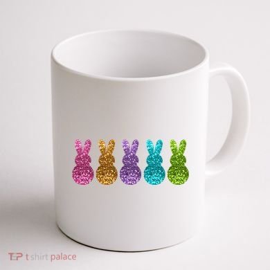 Cute Bunny Rabbits Easter Colorful Coffee Mug back