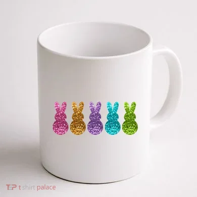 Cute Bunny Rabbits Easter Colorful Coffee Mug back