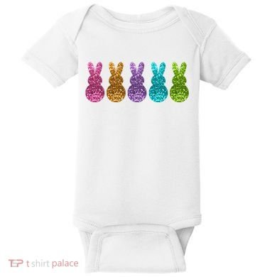 Cute Bunny Rabbits Easter Colorful Baby Bodysuit