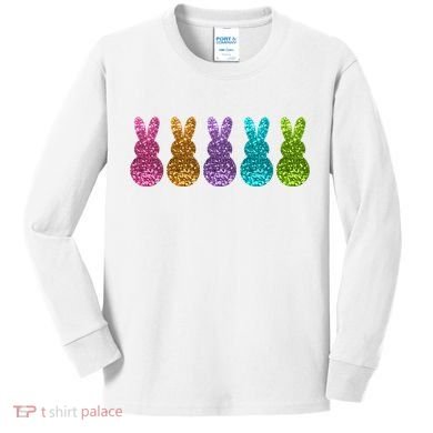 Cute Bunny Rabbits Easter Colorful Kids Long Sleeve Shirt