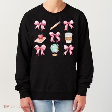 Coquette Bow Reading Teacher Life Back To School Gift Women's Sweatshirt