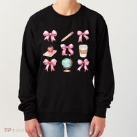 Coquette Bow Reading Teacher Life Back To School Gift Women's Sweatshirt thumb 0