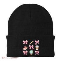 Coquette Bow Reading Teacher Life Back To School Gift Beanie thumb 0