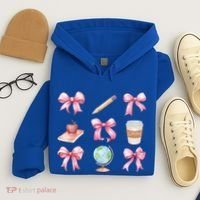 Coquette Bow Reading Teacher Life Back To School Gift Hoodie thumb 4