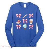 Coquette Bow Reading Teacher Life Back To School Gift Long Sleeve Shirt thumb 0
