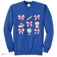 Coquette Bow Reading Teacher Life Back To School Gift Sweatshirt thumb 0