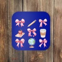 Coquette Bow Reading Teacher Life Back To School Gift Coaster thumb 0