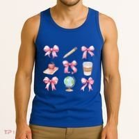 Coquette Bow Reading Teacher Life Back To School Gift Tank Top thumb 3