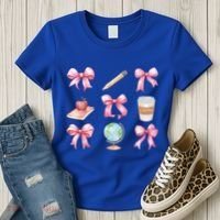 Coquette Bow Reading Teacher Life Back To School Gift Women's T-Shirt thumb 3