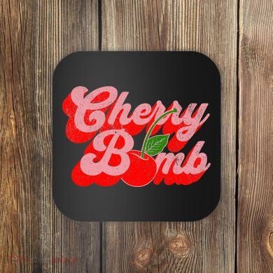 Cherry Bomb Retro 70s Vintage Style Cute Coaster