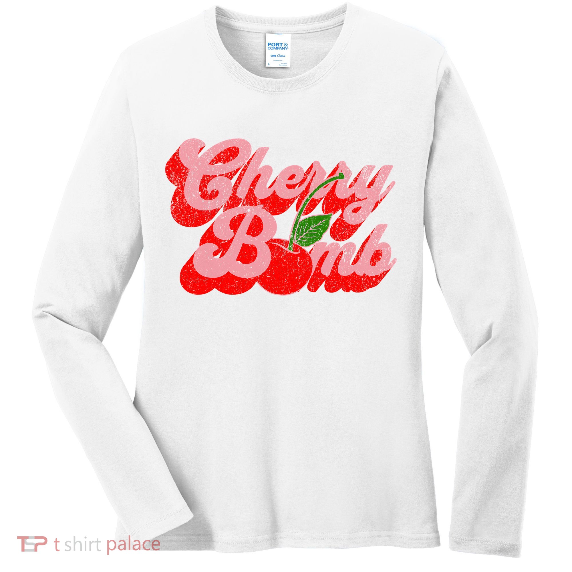 Cherry Bomb Retro 70s Vintage Style Cute Women's Long Sleeve Shirt