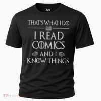 Comic Book Reader Gifts Read Comics And I Know Things Cooling Performance Crew T-Shirt thumb 0