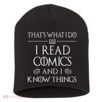 Comic Book Reader Gifts Read Comics And I Know Things Short Acrylic Beanie thumb 0