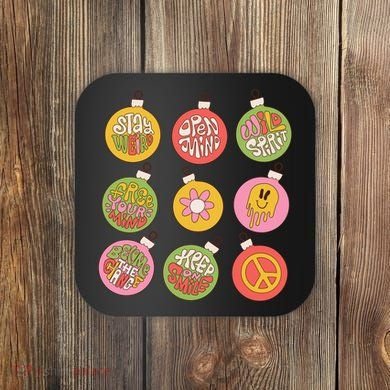 Christmas Ball Retro Ornaments Coaster