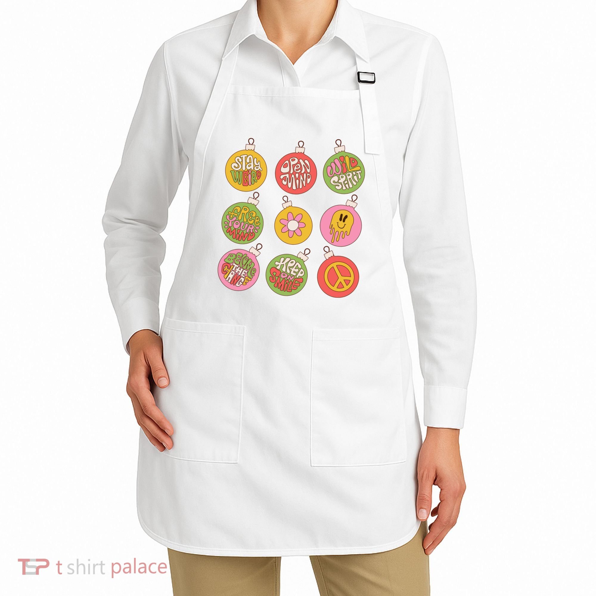 Christmas Ball Retro Ornaments Apron