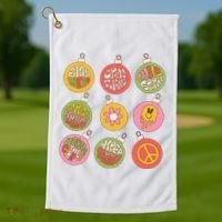 Christmas Ball Retro Ornaments Golf Towel thumb 1